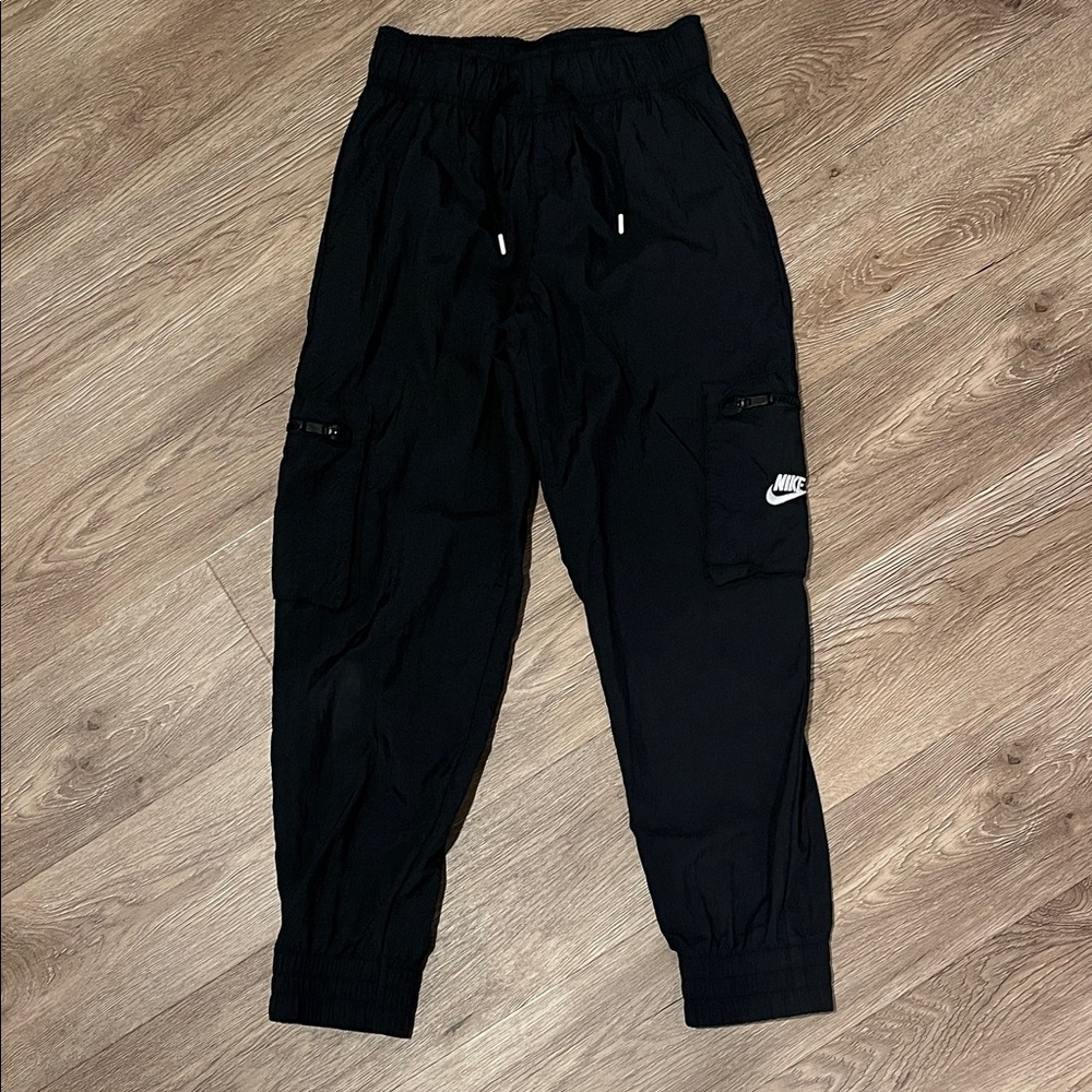 Nike Kids Black Nylon Joggers with Cargo Pockets